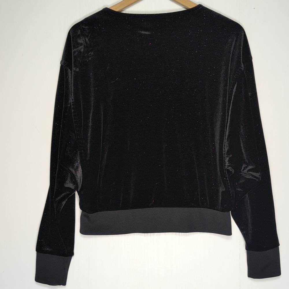 Juicy Couture M Glitter Velour Zip Jacket Y2K Bling Glam Black Y2K Glam Lounge - Picture 2 of 13